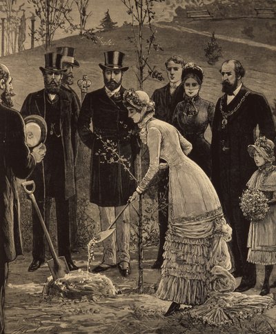 The Royal Visit to Leicester: The Princess of Wales Planting an Oak in the Abbey Park by English School